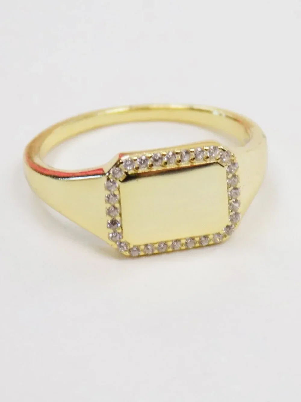new! sz 8 gold plated over 925 sterling signet ring everyday ring